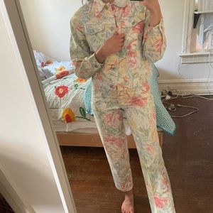 Vintage Pastel Floral Denim Jean Set